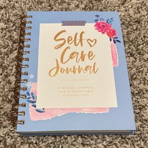 Blue Floral Self Care Journal with Gold Accents